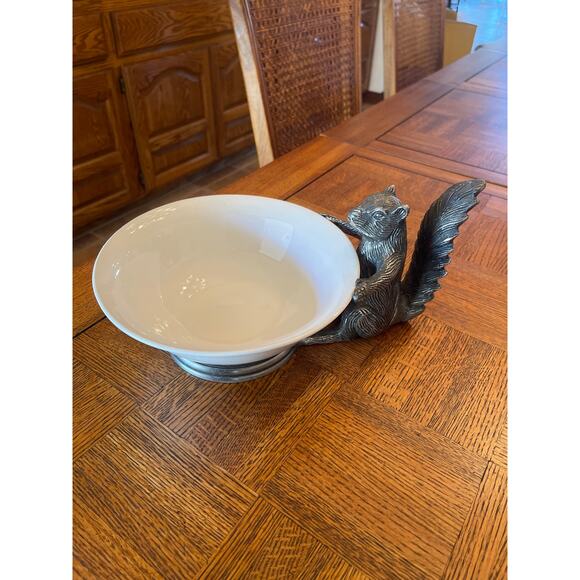 Pier 1 Imports Squirrel Ceramic & Pewter Nut/Serving Bowl - Picture 1 of 5